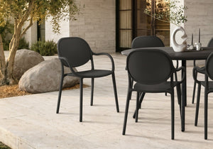 English Elm Outdoor Stackable Resin Armchair Set of Four for Patio Deck or Casual Dining Black B2710P558668