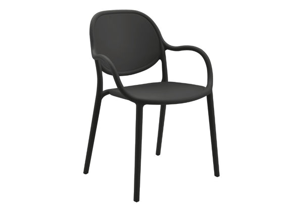 English Elm Outdoor Stackable Resin Armchair Set of Four for Patio Deck or Casual Dining Black B2710P558668