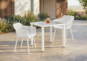 English Elm Outdoor Resin Dining Chairs Set of 4 Ergonomic Weather Resistant Modern Patio Seating White B2710P558669