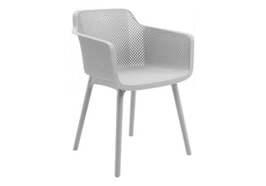 English Elm Outdoor Resin Dining Chairs Set of 4 Ergonomic Weather Resistant Modern Patio Seating Grey B2710P558670