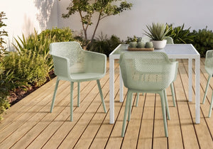 English Elm Outdoor Resin Dining Chairs Set of 4 Ergonomic Weather Resistant Modern Patio Seating Green B2710P558672