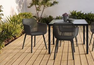 English Elm Outdoor Resin Dining Chairs Set of 4 Weather Resistant Modern Patio Seating B2710P558673