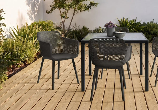 English Elm Outdoor Resin Dining Chairs Set of 4 Weather Resistant Modern Patio Seating B2710P558673