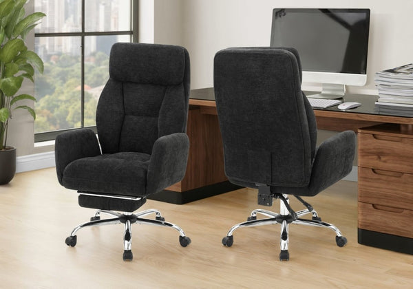 English Elm Office Chair Ergonomic High Back Foam Seat with Chrome Accents and Full Recline Black Fabric B2710P558680
