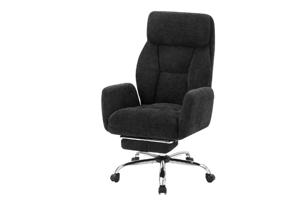 English Elm Office Chair Ergonomic High Back Foam Seat with Chrome Accents and Full Recline Black Fabric B2710P558680