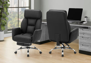 English Elm Office Chair Ergonomic High Back Foam Seat with Chrome Accents and Full Recline Black Leather Look B2710P558681