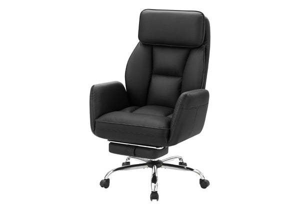 English Elm Office Chair Ergonomic High Back Foam Seat with Chrome Accents and Full Recline Black Leather Look B2710P558681
