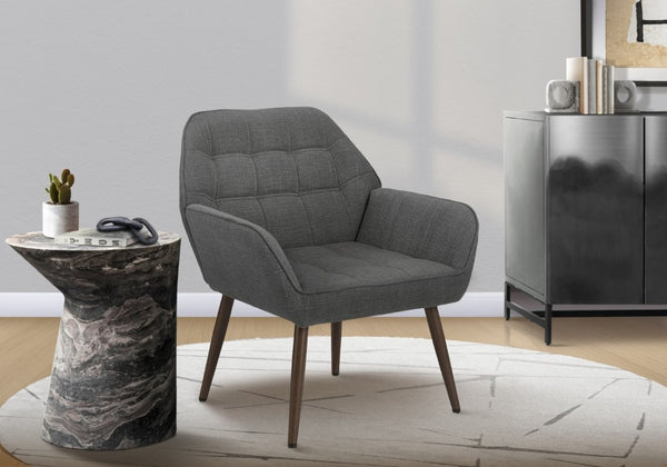English Elm Accent Chair Light Grey Upholstered Seat Walnut Metal Legs Modern Living Room Light Gray B2710P558682