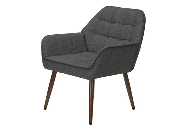 English Elm Accent Chair Light Grey Upholstered Seat Walnut Metal Legs Modern Living Room Light Gray B2710P558682