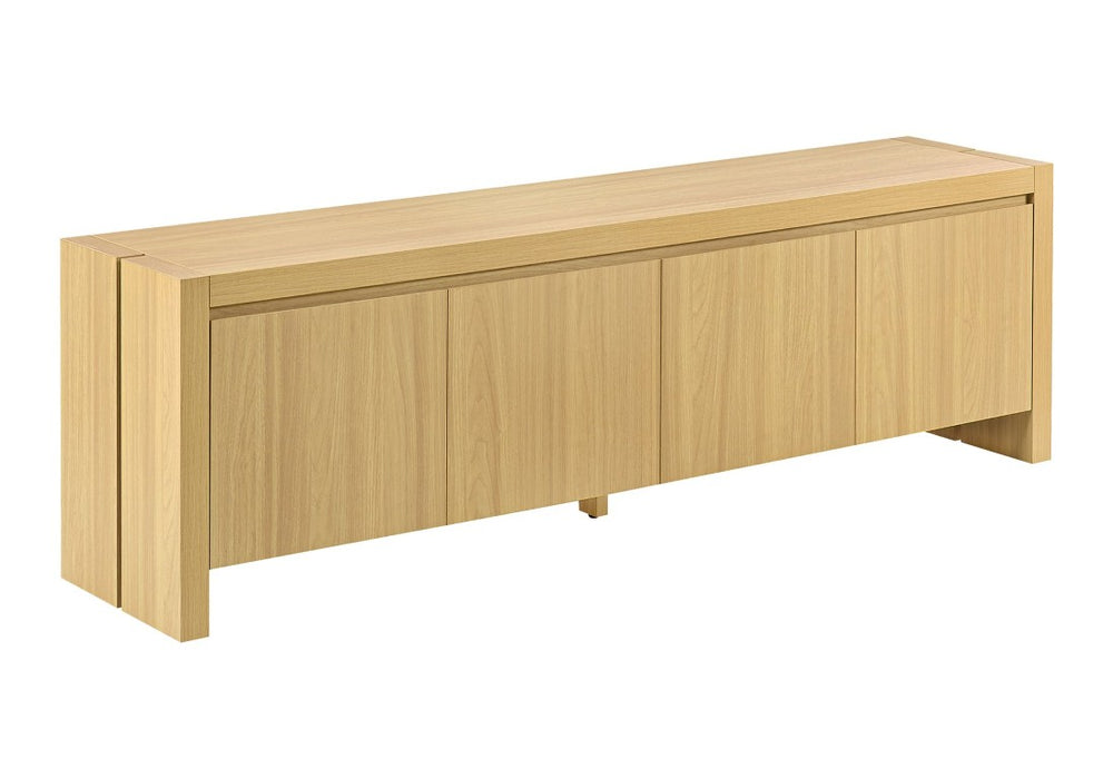 English Elm Tv Stand 72 Inch Oak Laminate Four Door Media Console for Modern Living Rooms B2710P605454