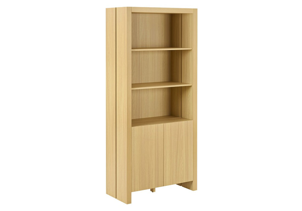 English Elm Bookcase, 72 Inch Tall Natural Oak Laminate Open Shelves with Lower Cabinet Storage B2710P605456