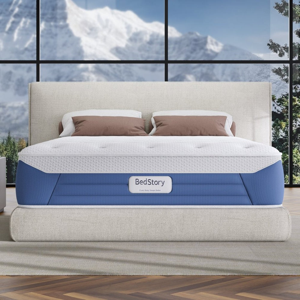 English Elm Bedstory Glacier Cool Hybrid Mattress Twin Plush Knit Cover Airflow Foam Layers B2716P526099