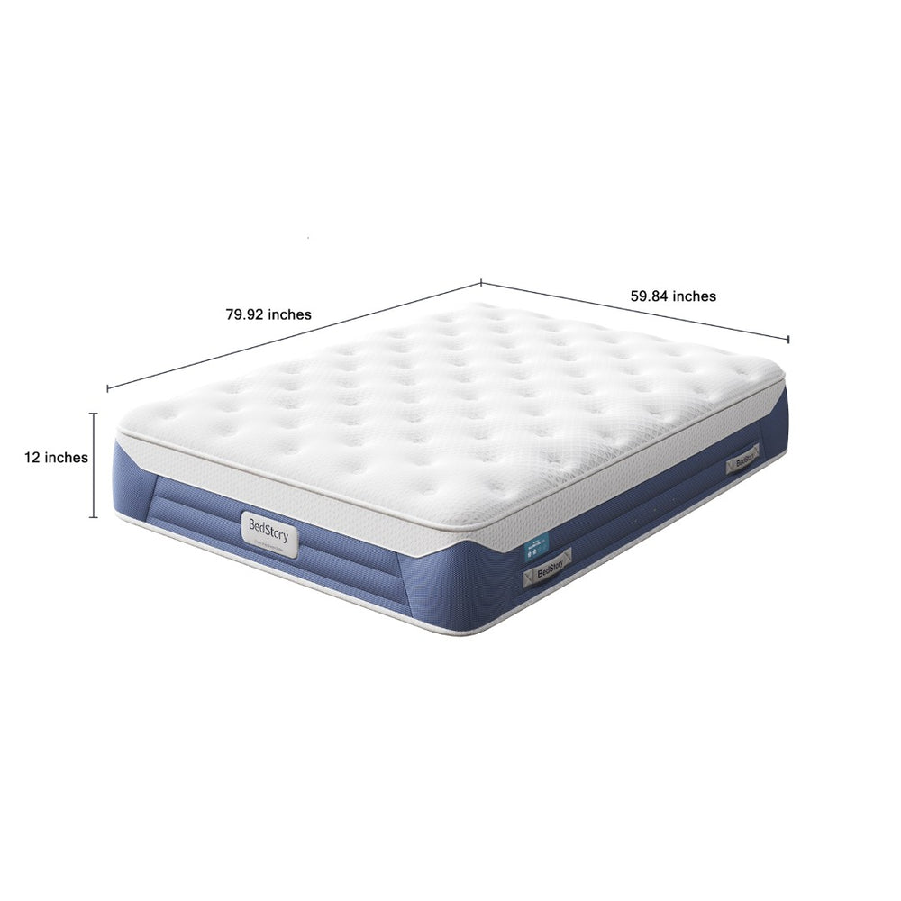 English Elm Bedstory Glacier 12 Inch Queen Hybrid Mattress Cooling Knit Fabric for Hot Sleepers B2716P526121