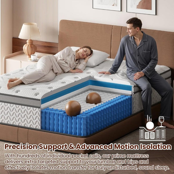English Elm 10 Inch Twin Hybrid Mattress Zoned Pocket Springs Cooling Euro Top Back Relief B2716P548663