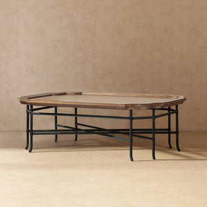 English Elm Foundry Reclaimed Pine Tray Top Coffee Table with Iron Base for Large Living Rooms B2719P509070