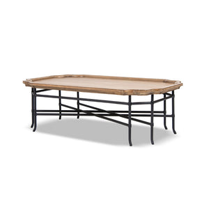 English Elm Foundry Reclaimed Pine Tray Top Coffee Table with Iron Base for Large Living Rooms B2719P509070