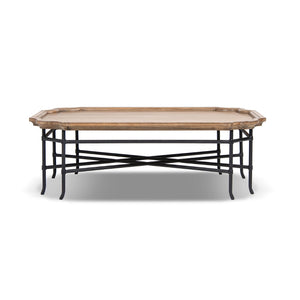 English Elm Foundry Reclaimed Pine Tray Top Coffee Table with Iron Base for Large Living Rooms B2719P509070