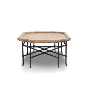 English Elm Foundry Reclaimed Pine Tray Top Coffee Table with Iron Base for Large Living Rooms B2719P509070