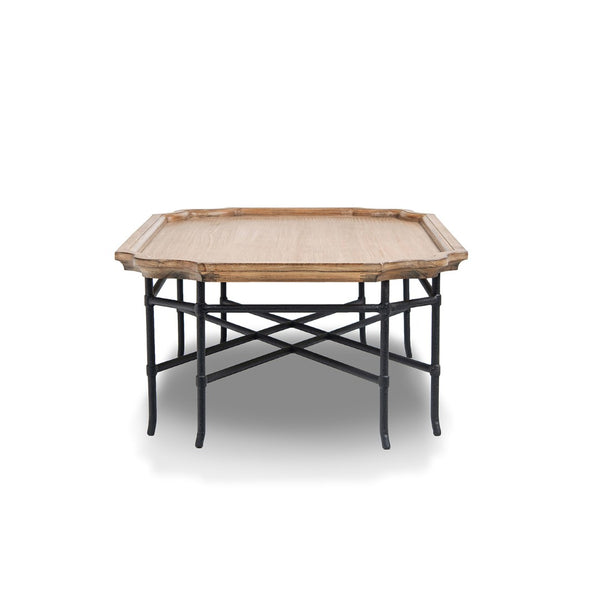 English Elm Foundry Reclaimed Pine Tray Top Coffee Table with Iron Base for Large Living Rooms B2719P509070