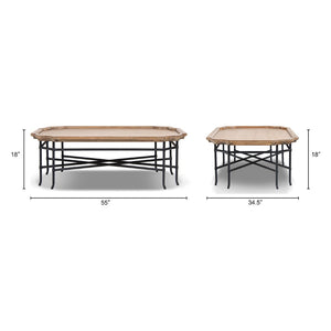 English Elm Foundry Reclaimed Pine Tray Top Coffee Table with Iron Base for Large Living Rooms B2719P509070