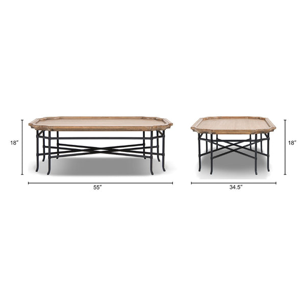 English Elm Foundry Reclaimed Pine Tray Top Coffee Table with Iron Base for Large Living Rooms B2719P509070