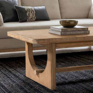 English Elm Turnkey Reclaimed Pine Trestle Coffee Table Rustic Farmhouse Living Room Centerpiece B2719P509071