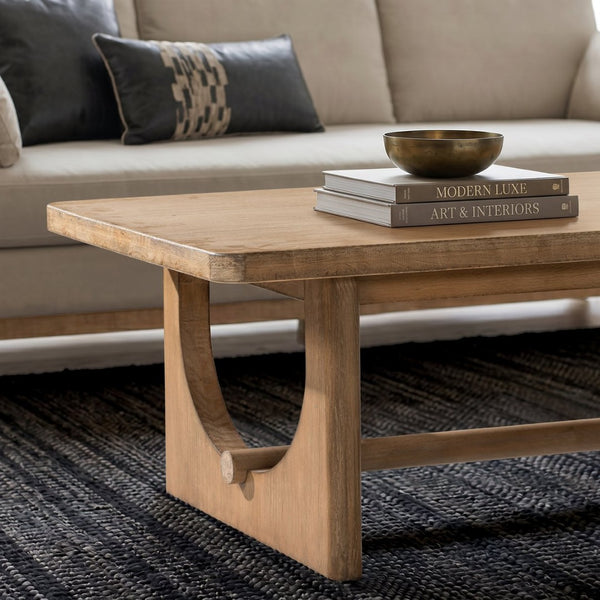 English Elm Turnkey Reclaimed Pine Trestle Coffee Table Rustic Farmhouse Living Room Centerpiece B2719P509071
