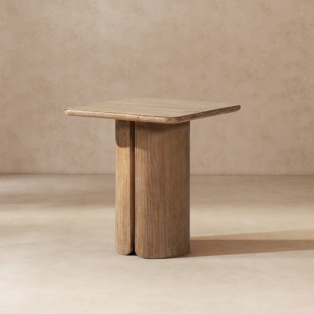 English Elm Sonoma Reclaimed Pine Pedestal End Table Rustic Organic Square Top for Living Room B2719P509072