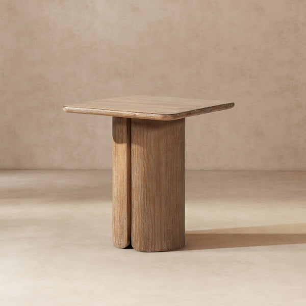English Elm Sonoma Reclaimed Pine Pedestal End Table Rustic Organic Square Top for Living Room B2719P509072