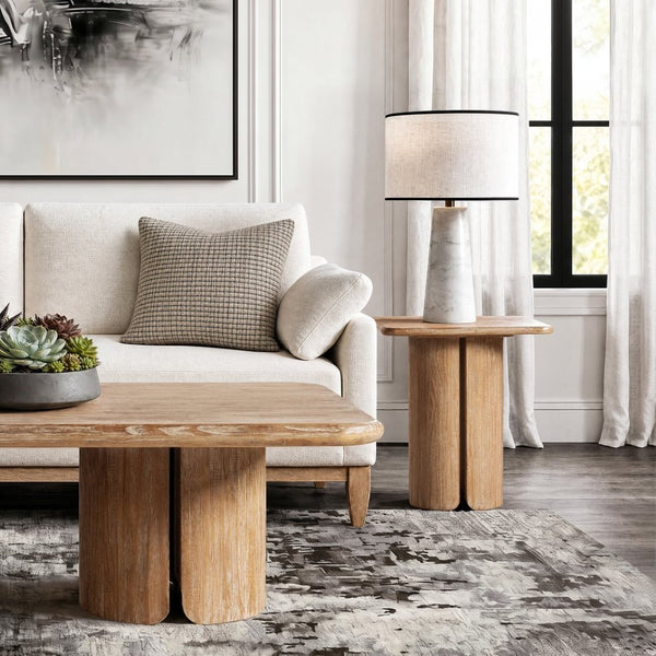 English Elm Sonoma Reclaimed Pine Pedestal End Table Rustic Organic Square Top for Living Room B2719P509072