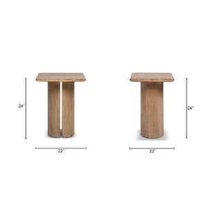 English Elm Sonoma Reclaimed Pine Pedestal End Table Rustic Organic Square Top for Living Room B2719P509072
