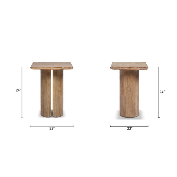 English Elm Sonoma Reclaimed Pine Pedestal End Table Rustic Organic Square Top for Living Room B2719P509072