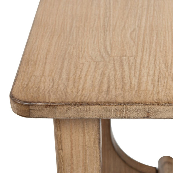 English Elm Turnkey Reclaimed Pine Square Side Table Trestle Base Rustic Organic Living Room Accent B2719P509073