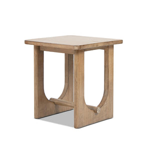 English Elm Turnkey Reclaimed Pine Square Side Table Trestle Base Rustic Organic Living Room Accent B2719P509073