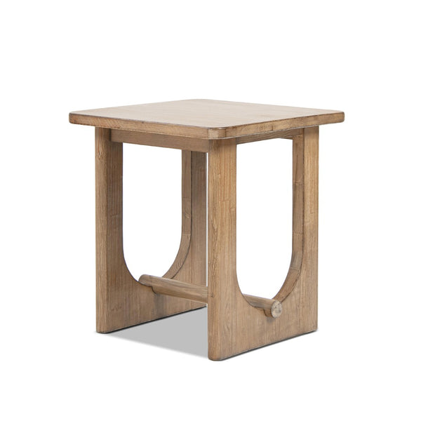 English Elm Turnkey Reclaimed Pine Square Side Table Trestle Base Rustic Organic Living Room Accent B2719P509073