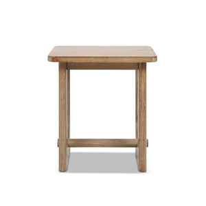 English Elm Turnkey Reclaimed Pine Square Side Table Trestle Base Rustic Organic Living Room Accent B2719P509073