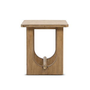 English Elm Turnkey Reclaimed Pine Square Side Table Trestle Base Rustic Organic Living Room Accent B2719P509073