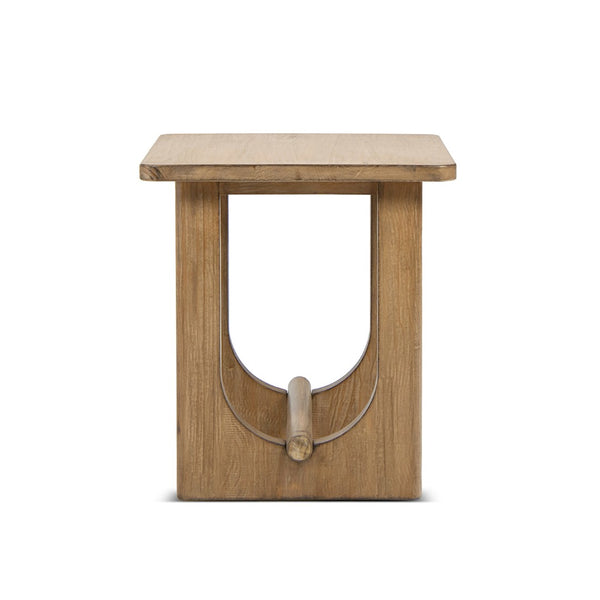 English Elm Turnkey Reclaimed Pine Square Side Table Trestle Base Rustic Organic Living Room Accent B2719P509073