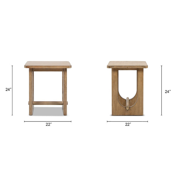 English Elm Turnkey Reclaimed Pine Square Side Table Trestle Base Rustic Organic Living Room Accent B2719P509073