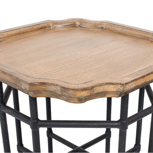 English Elm Foundry Reclaimed Pine Tray Top Side Table with Iron Base for Rustic Living Spaces B2719P509074