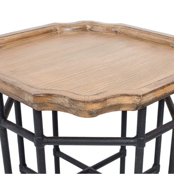 English Elm Foundry Reclaimed Pine Tray Top Side Table with Iron Base for Rustic Living Spaces B2719P509074