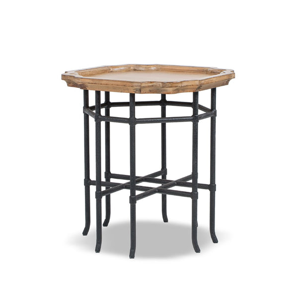 English Elm Foundry Reclaimed Pine Tray Top Side Table with Iron Base for Rustic Living Spaces B2719P509074