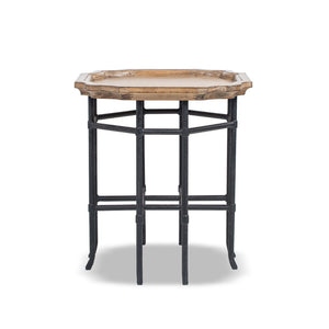 English Elm Foundry Reclaimed Pine Tray Top Side Table with Iron Base for Rustic Living Spaces B2719P509074