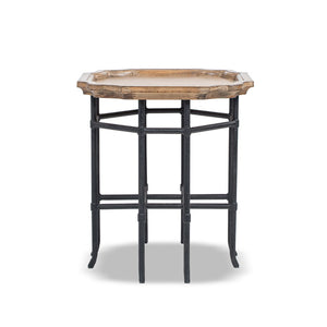 English Elm Foundry Reclaimed Pine Tray Top Side Table with Iron Base for Rustic Living Spaces B2719P509074