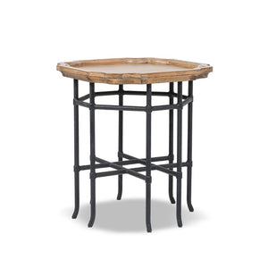 English Elm Foundry Reclaimed Pine Tray Top Side Table with Iron Base for Rustic Living Spaces B2719P509074