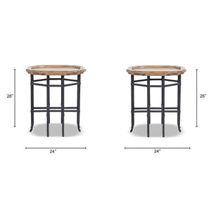 English Elm Foundry Reclaimed Pine Tray Top Side Table with Iron Base for Rustic Living Spaces B2719P509074