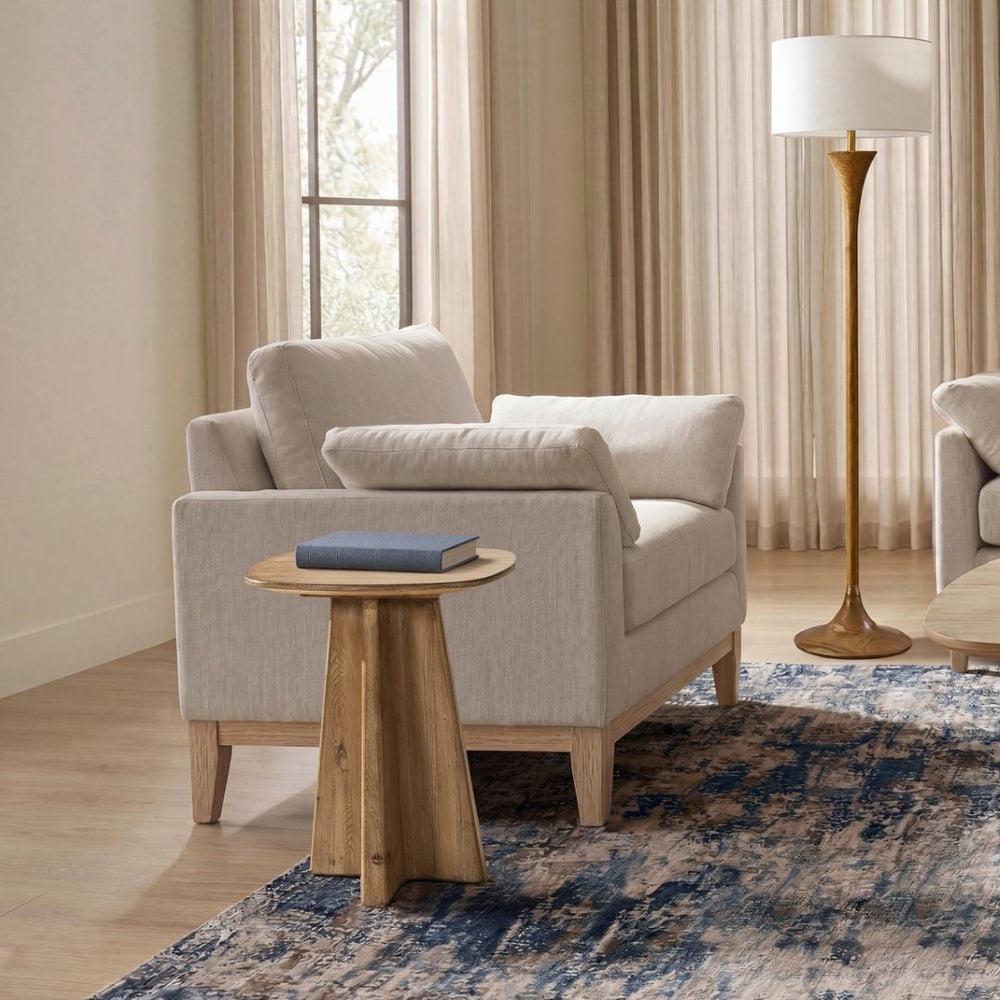 English Elm Clarence Reclaimed Pine Pedestal End Table Rustic Organic Accent for Living Room B2719P509075