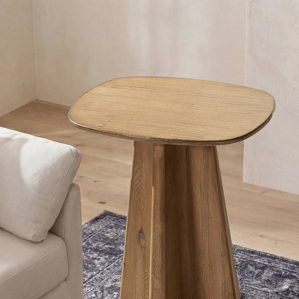 English Elm Clarence Reclaimed Pine Pedestal End Table Rustic Organic Accent for Living Room B2719P509075