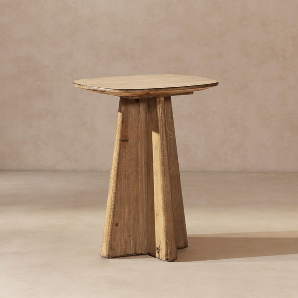English Elm Clarence Reclaimed Pine Pedestal End Table Rustic Organic Accent for Living Room B2719P509075