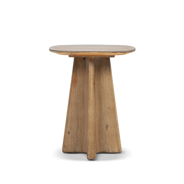 English Elm Clarence Reclaimed Pine Pedestal End Table Rustic Organic Accent for Living Room B2719P509075